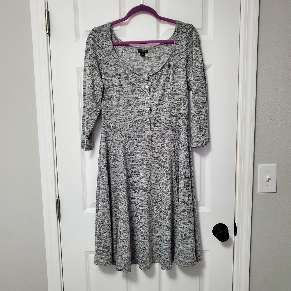Torrid Grey Long-sleeved Henley Dress Plus Size 0x